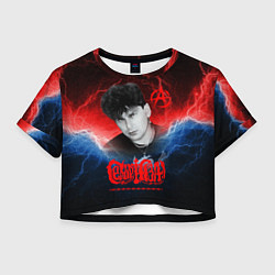 Футболка 3D укороченная женская Сектор газа Юрий Хой, цвет: 3D-принт