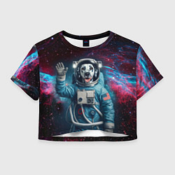 Футболка 3D укороченная женская Далматинец бравый космонавт - нейроарт, цвет: 3D-принт