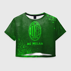 Футболка 3D укороченная женская AC Milan - green gradient, цвет: 3D-принт