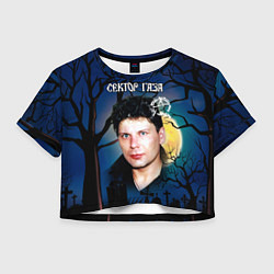 Футболка 3D укороченная женская Юрий Хой полнолуние, цвет: 3D-принт