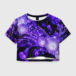 Женский топ Силуэты цветов на темном фоне - фиолетовое свечени