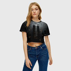 Футболка 3D укороченная женская Черная боксерская груша, цвет: 3D-принт — фото 2