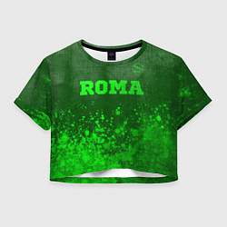 Футболка 3D укороченная женская Roma - green gradient посередине, цвет: 3D-принт