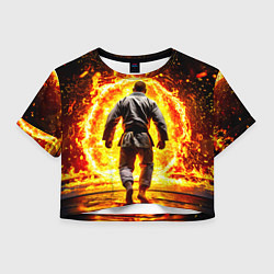Футболка 3D укороченная женская Джиу-джитсу в огне, цвет: 3D-принт
