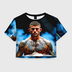 Футболка 3D укороченная женская Дастин Порье в дыму, цвет: 3D-принт