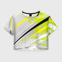 Футболка 3D укороченная женская Color white light green, цвет: 3D-принт