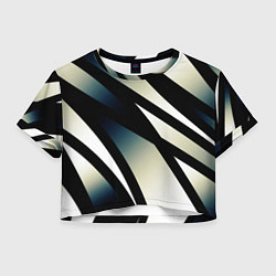 Женский топ Чёрно-белый с синим затемнением полосы