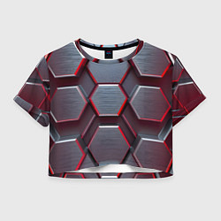 Футболка 3D укороченная женская Бордовый бронежилет, цвет: 3D-принт