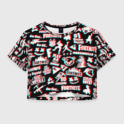 Футболка 3D укороченная женская Fortnite glitch game, цвет: 3D-принт