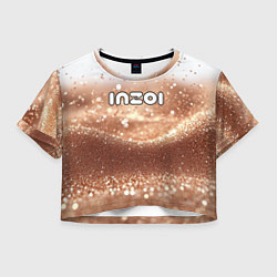 Футболка 3D укороченная женская Inzoi логотип на песочном фоне, цвет: 3D-принт