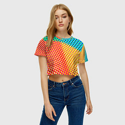 Футболка 3D укороченная женская Яркий разноцветный паттерн в горошек, цвет: 3D-принт — фото 2