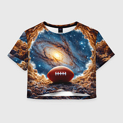 Футболка 3D укороченная женская Мяч для американского футбола в космосе, цвет: 3D-принт
