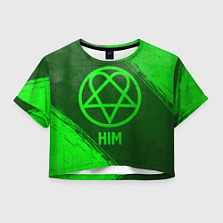 Футболка 3D укороченная женская HIM - green gradient, цвет: 3D-принт