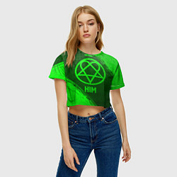 Футболка 3D укороченная женская HIM - green gradient, цвет: 3D-принт — фото 2
