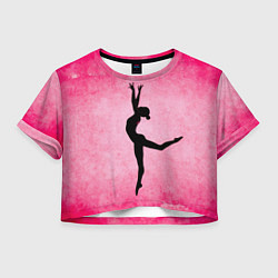 Футболка 3D укороченная женская Спортивная гимнастика на розовом, цвет: 3D-принт