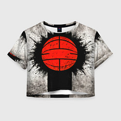 Футболка 3D укороченная женская Стритбольный мяч в чб, цвет: 3D-принт