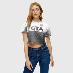 Футболка 3D укороченная женская GTA - white gradient посередине, цвет: 3D-принт — фото 2