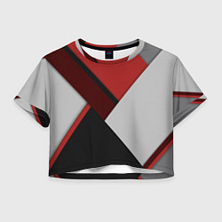 Футболка 3D укороченная женская Color black red grey, цвет: 3D-принт