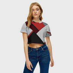 Футболка 3D укороченная женская Color black red grey, цвет: 3D-принт — фото 2