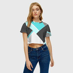 Футболка 3D укороченная женская Color black blue, цвет: 3D-принт — фото 2