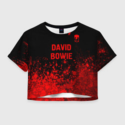 Футболка 3D укороченная женская David Bowie - red gradient посередине, цвет: 3D-принт