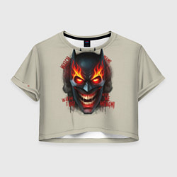 Футболка 3D укороченная женская Огенный Бэтмент, цвет: 3D-принт