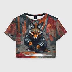Футболка 3D укороченная женская Лис из подворотни, цвет: 3D-принт