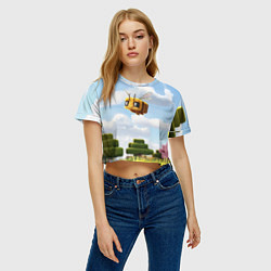 Футболка 3D укороченная женская Пчёлка - Minecraft, цвет: 3D-принт — фото 2