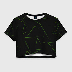 Футболка 3D укороченная женская Color green line, цвет: 3D-принт