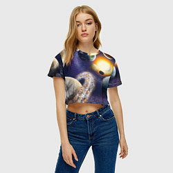Футболка 3D укороченная женская Парад планет, цвет: 3D-принт — фото 2