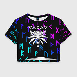 Футболка 3D укороченная женская Ведьмак символы градиент, цвет: 3D-принт
