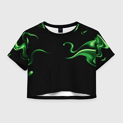 Футболка 3D укороченная женская The color is light green abstraction, цвет: 3D-принт