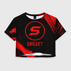 Футболка 3D укороченная женская Skillet - red gradient, цвет: 3D-принт