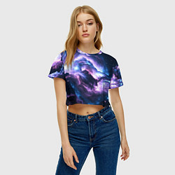 Футболка 3D укороченная женская Фиолетовая туманность, цвет: 3D-принт — фото 2