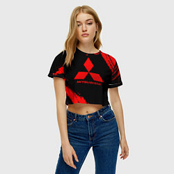 Футболка 3D укороченная женская Mitsubishi - red gradient, цвет: 3D-принт — фото 2