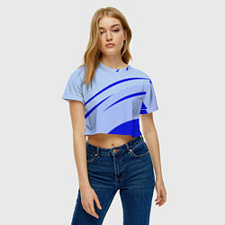 Футболка 3D укороченная женская Светло-синий текстура с полосой, цвет: 3D-принт — фото 2