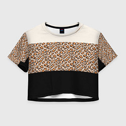 Женский топ Леопардовый паттерн с черной и бежевой полосой
