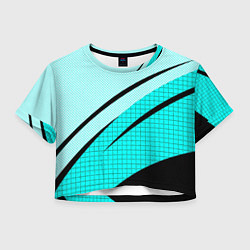 Женский топ Абстрактный чёрно-голубой с полосами