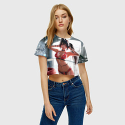 Футболка 3D укороченная женская Девушка с рожками в бассейне, цвет: 3D-принт — фото 2