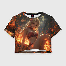 Женский топ Огненная аниме девушка