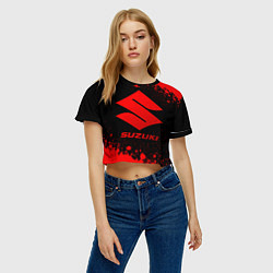 Футболка 3D укороченная женская Suzuki - red gradient, цвет: 3D-принт — фото 2