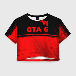 Футболка 3D укороченная женская GTA 6 - red gradient посередине, цвет: 3D-принт