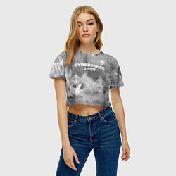 Футболка 3D укороченная женская Cyberpunk 2077 - grey gradient посередине, цвет: 3D-принт — фото 2