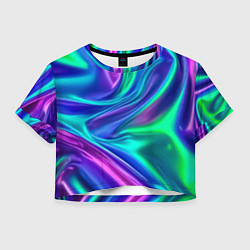 Футболка 3D укороченная женская Neon waves, цвет: 3D-принт