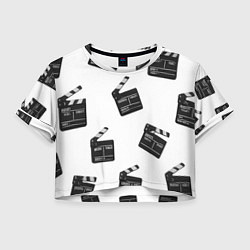 Футболка 3D укороченная женская Съёмочная хлопушка, цвет: 3D-принт