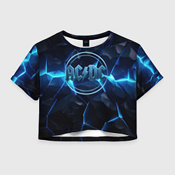 Футболка 3D укороченная женская ACDC ледяная текстура, цвет: 3D-принт
