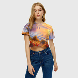 Футболка 3D укороченная женская Рассветный залив, цвет: 3D-принт — фото 2