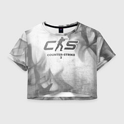 Футболка 3D укороченная женская Counter-Strike 2 - white gradient, цвет: 3D-принт