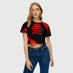 Футболка 3D укороченная женская Imagine Dragons - red gradient, цвет: 3D-принт — фото 2