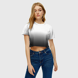 Футболка 3D укороченная женская Из белого в чёрный градиент с точками, цвет: 3D-принт — фото 2